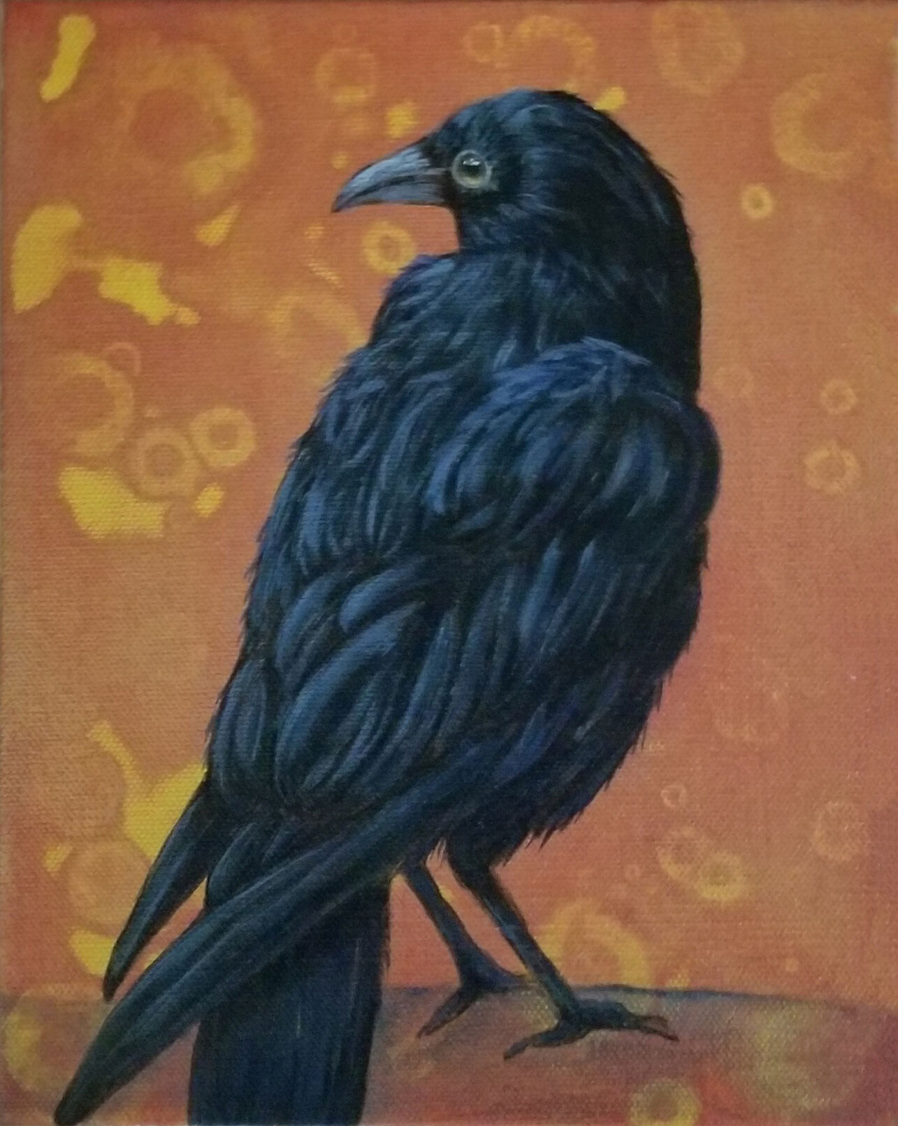 “Crow No. 1 on Gold” by Barbara Jensen.